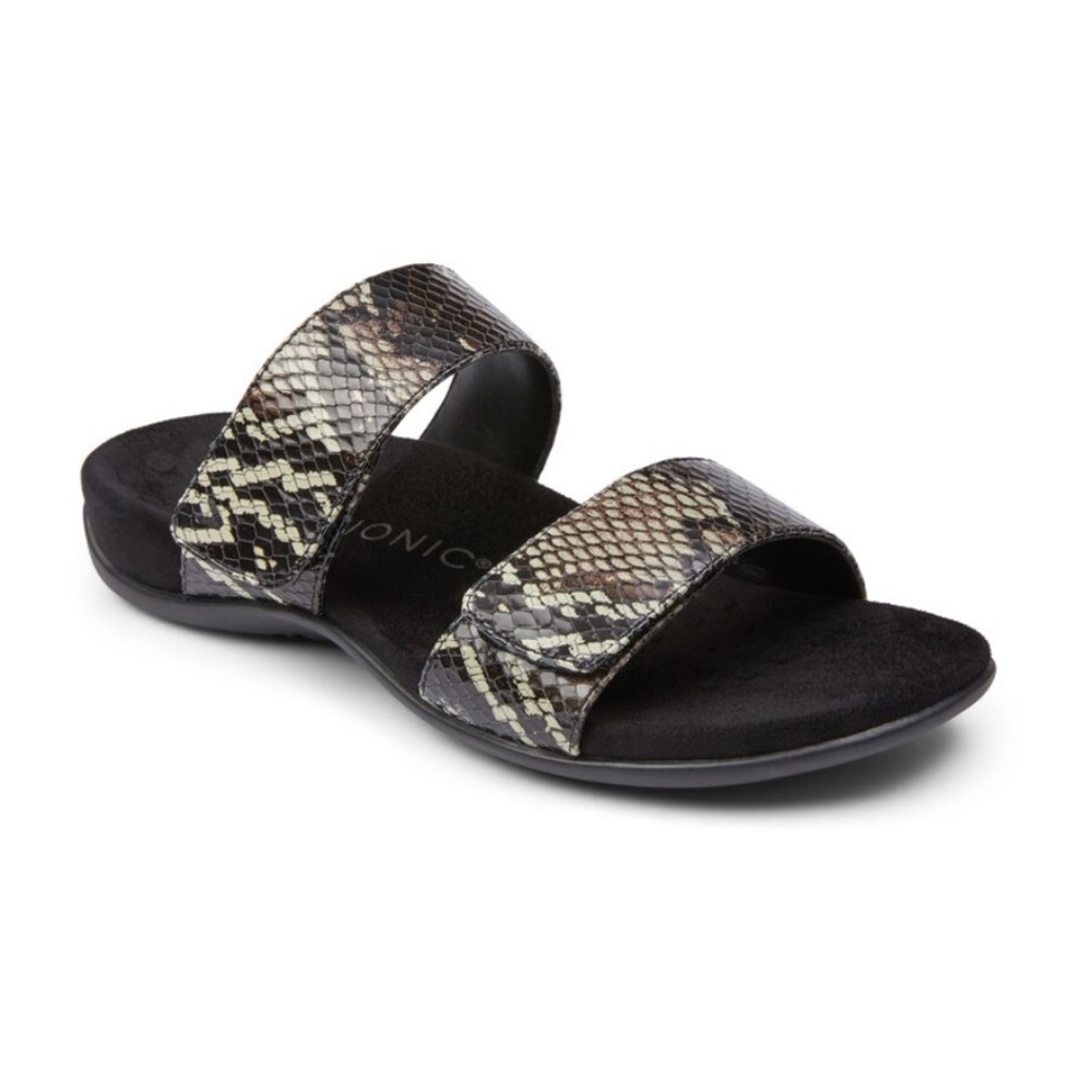 Vionic Women's Rest Randi Black/Tan Snakeskin Sandals Size 10 US